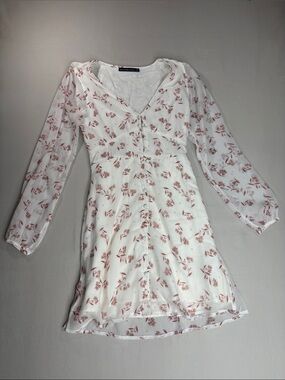 Abercrombie & Fitch White Mini Dress with Dusty Rose Floral Print